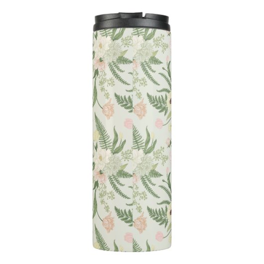 Muster der Blume "Soft Minze Green Garden" Thermosbecher (Rückseite)