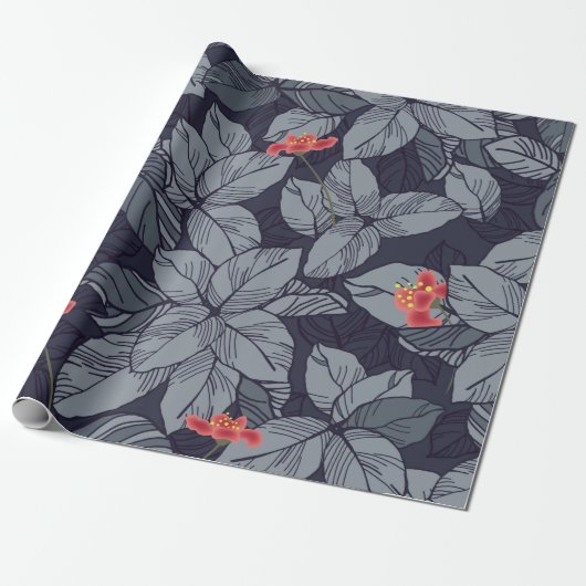 Muster der Blume und Blätter, tropisch, abstatisch Geschenkpapier (Ungerollt)