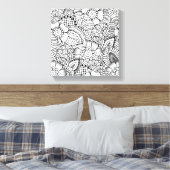 Muster der Blumendoodle 6 Leinwanddruck (Insitu (Schlafzimmer))