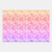 Muster der Blumenmuster in Rosa und Orange Geschenkpapier Set (Vorderseite 3)