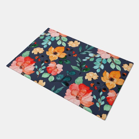 Muster der Blumenoberfläche - Mode-Dekorationsfede Fußmatte (Schrägansicht)