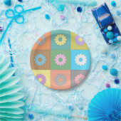Muster der Blumenquadrate Pappteller (Party)