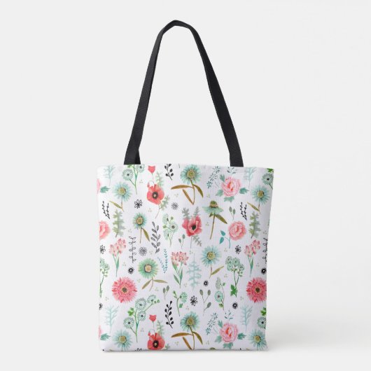 Muster der botanisch weich rosa Wildblumen Tasche (Rückseite)