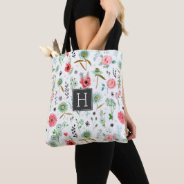 Muster der botanisch weich rosa Wildblumen Tasche