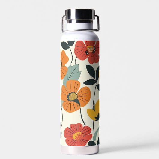 Muster der botanischen Blume des Retro Boho Trinkflasche (Rückseite)
