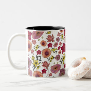 Muster der botanischen Flora-Aquarellfarbe 1.0 Zweifarbige Tasse