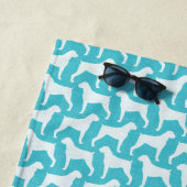 Muster der Boxer-Hunde-Silhouetten (Naturohren) Strandtuch (Beispiel)