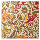 Muster der braunen Abstrakten botanischen Blätter Fliese (Vorderseite)