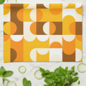 Muster der braunen weißen orangefarbenen Halbkreis Geschirrtuch (Gefaltet)