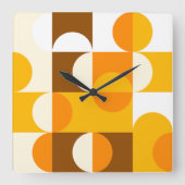 Muster der braunen weißen orangefarbenen Halbkreis Quadratische Wanduhr (Vorderseite)