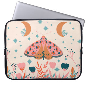 Muster der Bright Folk Art Moths Laptopschutzhülle