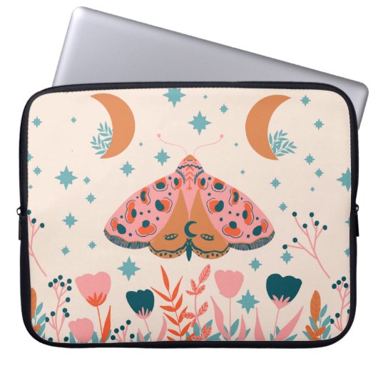 Muster der Bright Folk Art Moths Laptopschutzhülle (Vorderseite)