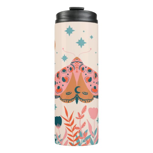 Muster der Bright Folk Art Moths Thermosbecher (Vorderseite)
