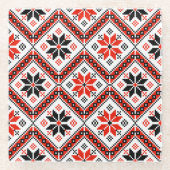 Muster der bulgarischen Blume Glasuntersetzer (Vorderseite)