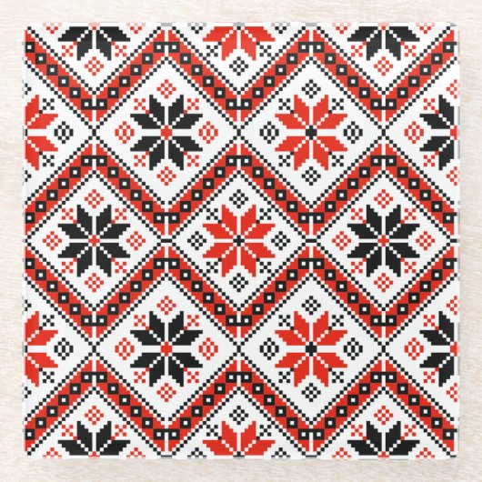 Muster der bulgarischen Blume Glasuntersetzer (Vorderseite)