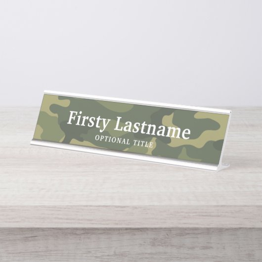 Muster der Camouflage für Jäger oder Militärs Schreibtischnamensplakette (Vorderseite )