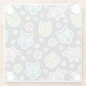 Muster der Cartooneulen Glasuntersetzer (Rückseite)