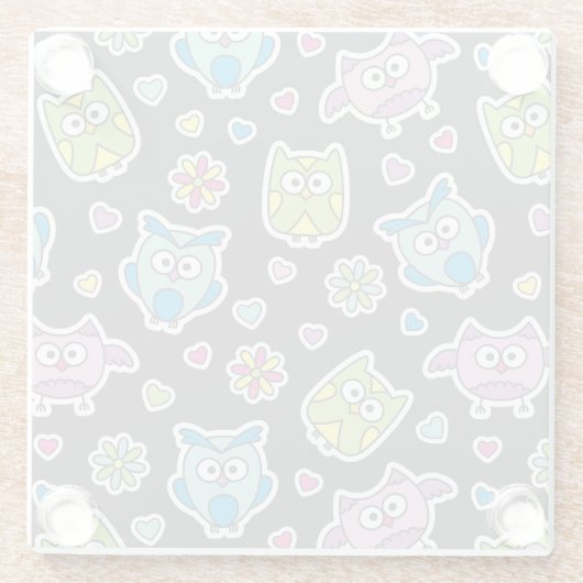 Muster der Cartooneulen Glasuntersetzer (Rückseite)