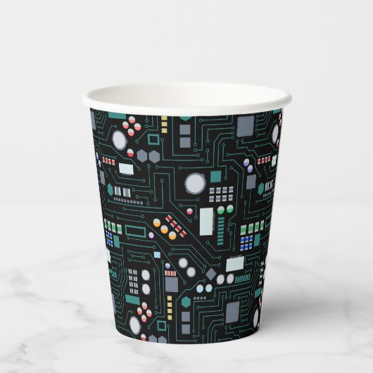 Muster der Computerplatine Pappbecher (Rückseite)