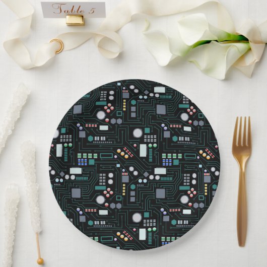 Muster der Computerplatine Pappteller (Hochzeit)