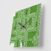 Muster der Computerplatine Quadratische Wanduhr (Winkel)