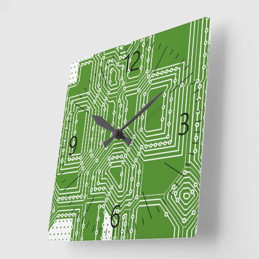 Muster der Computerplatine Quadratische Wanduhr (Winkel)