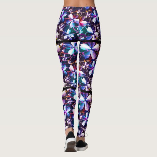 Muster der Crackle-Blume Multicolor 1 Leggings (Rückseite)