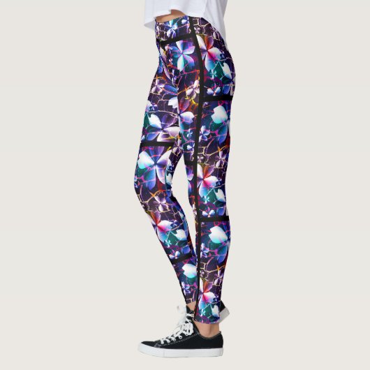 Muster der Crackle-Blume Multicolor 1 Leggings (Links)