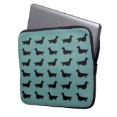 Muster der Dackeln (Dachshunde mit langer Haare) Laptopschutzhülle (Vorderseite Links)