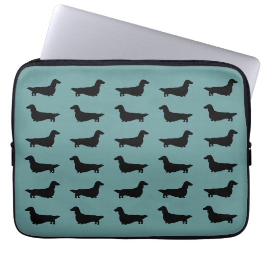 Muster der Dackeln (Dachshunde mit langer Haare) Laptopschutzhülle (Vorderseite)