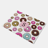 Muster der Donuts, farbenfrohe Donuts, Monogramm Fußmatte (Schrägansicht)