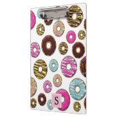 Muster der Donuts, farbenfrohe Donuts, Monogramm Klemmbrett (Links)