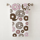Muster der Donuts, rosa Donuts, braune Donuts Badhandtuch Set (Insitu)