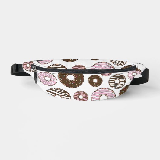 Muster der Donuts, rosa Donuts, braune Donuts Bauchtasche (Vorderseite)