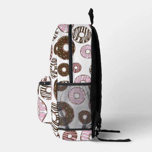 Muster der Donuts, rosa Donuts, braune Donuts Bedruckter Rucksack (Rechts)