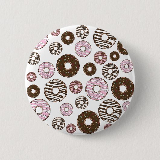 Muster der Donuts, rosa Donuts, braune Donuts Button (Vorderseite)