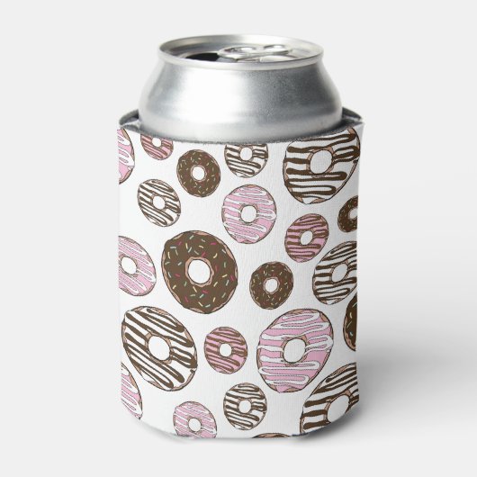 Muster der Donuts, rosa Donuts, braune Donuts Dosenkühler (Kanne Vorderseite)