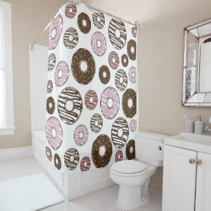 Muster der Donuts, rosa Donuts, braune Donuts Duschvorhang