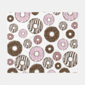 Muster der Donuts, rosa Donuts, braune Donuts Fleecedecke (Vorderseite (Horizontal))