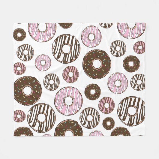 Muster der Donuts, rosa Donuts, braune Donuts Fleecedecke (Vorderseite (Horizontal))