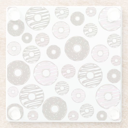 Muster der Donuts, rosa Donuts, braune Donuts Glasuntersetzer (Rückseite)