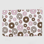 Muster der Donuts, rosa Donuts, braune Donuts Golfhandtuch (Horizontal)