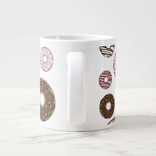 Muster der Donuts, rosa Donuts, braune Donuts Jumbo-Tasse (Rückseite)