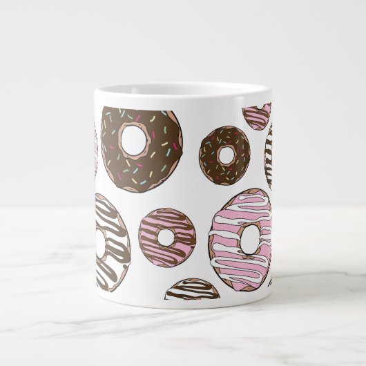 Muster der Donuts, rosa Donuts, braune Donuts Jumbo-Tasse (Vorderseite)