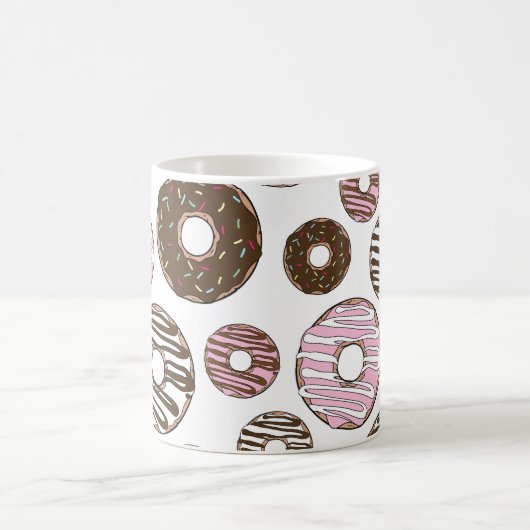 Muster der Donuts, rosa Donuts, braune Donuts Kaffeetasse (Mittel)