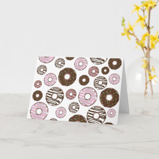 Muster der Donuts, rosa Donuts, braune Donuts Karte (Gelbe Blume)