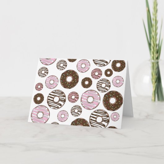 Muster der Donuts, rosa Donuts, braune Donuts Karte (Vorderseite)