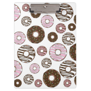 Muster der Donuts, rosa Donuts, braune Donuts Klemmbrett