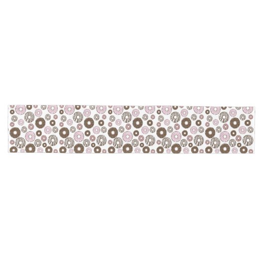 Muster der Donuts, rosa Donuts, braune Donuts Mittelgroßer Tischläufer (Horizontal)