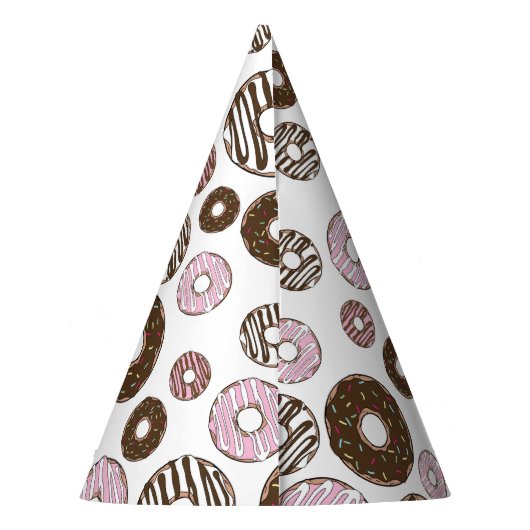 Muster der Donuts, rosa Donuts, braune Donuts Partyhütchen (Rückseite)